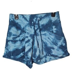 Betsey Johnson Teal Tie Dyed Performance Wear Shorts Rolled Hem Size Small